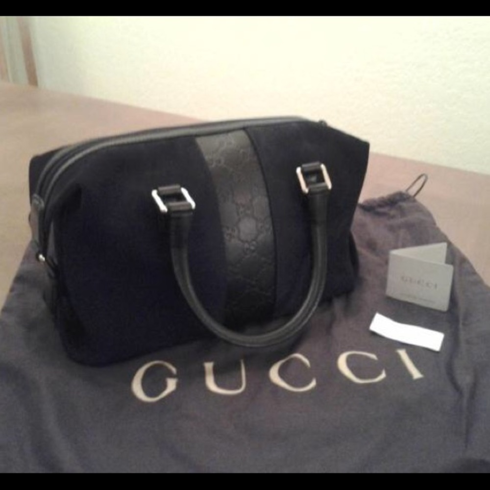 100% Authentic Black Guccissima Boston Handbag